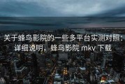 关于蜂鸟影院的一些多平台实测对照：详细说明，蜂鸟影院 mkv 下载