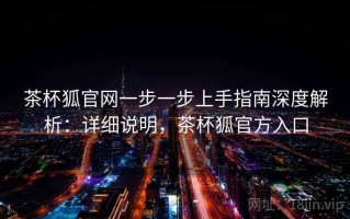 茶杯狐官网一步一步上手指南深度解析：详细说明，茶杯狐官方入口