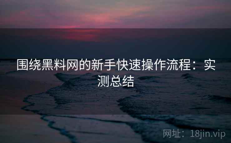 围绕黑料网的新手快速操作流程:实测总结 围绕黑料网的新手快速操作流程:实测总结